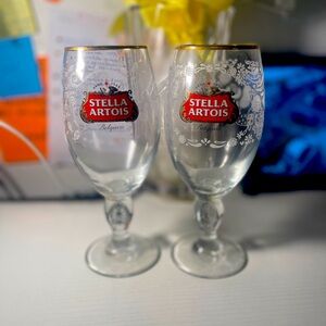 𝅺STELLA Artois beer glasses Limited
Edition Gold Rim Beer Glass